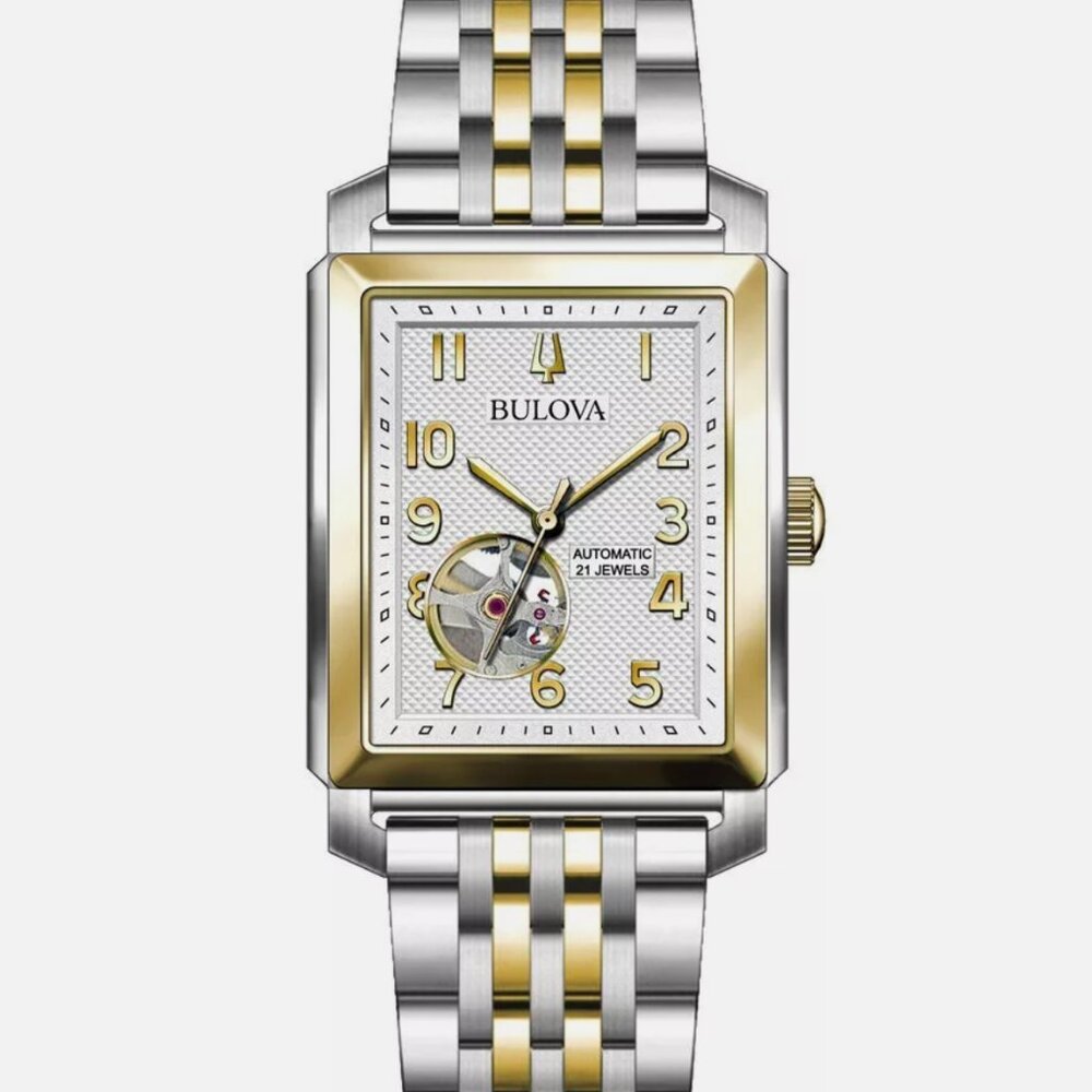 Bulova Mens 33mm Automatic Skeleton Watch! New